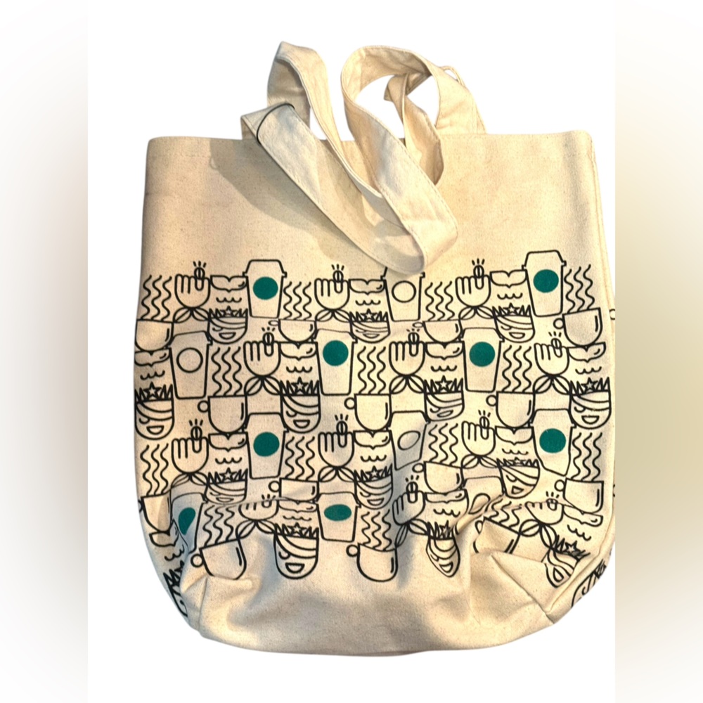 Starbucks Canvas Tote Bag with Abstract Design Shopper RARE